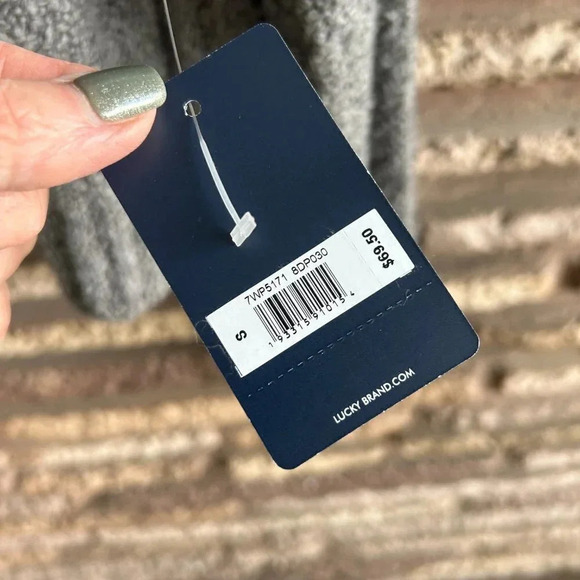 Lucky Brand Gray 1/2 Zip Casual Henley Cotton Blend Sweater NWT Size Small - Picture 4 of 6